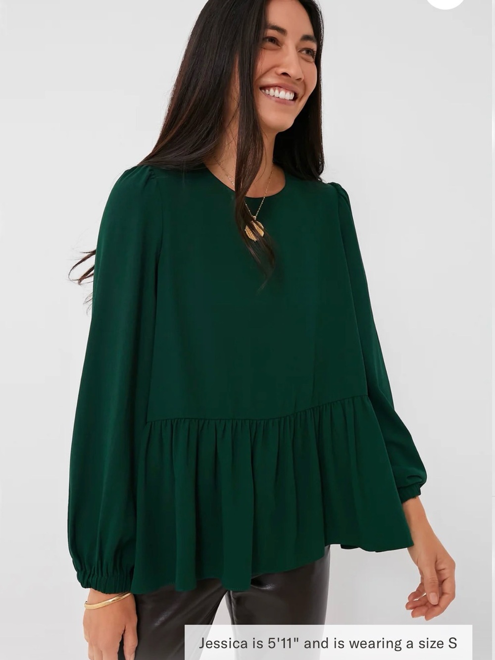 Tuckernuck POMANDER PLACE Hunter Green Carlota Peplum Blouse